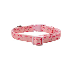 Olahibi Soft and Comfortable Neoprene Padded Polyester Basic Dog Collar Flamingo Pattern for Large Dogs(L, Flamingo Pink)