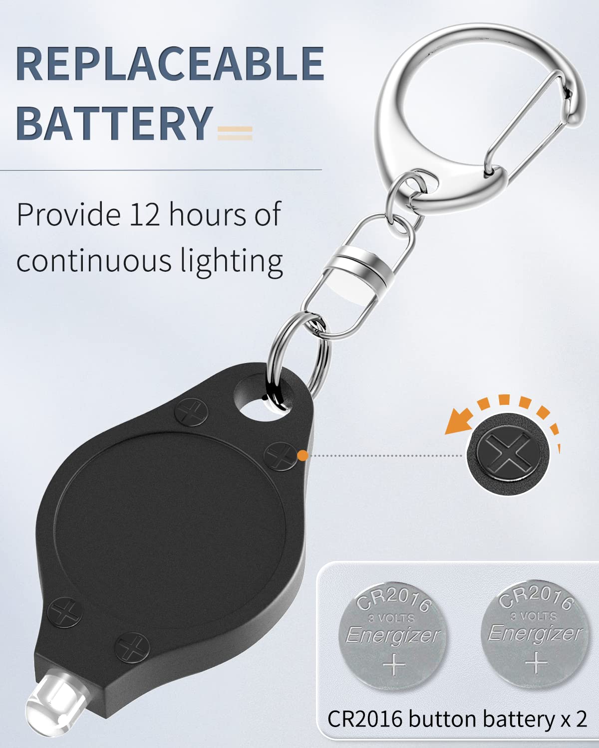 Uniclife Mini LED Keychain Flashlight 12 Lumen Portable Ultra Bright Battery Powered Black Torch with Spring Carabiner for Outdoor Camping Hiking and Emergency Lighting (Batteries Included), 5 Pack