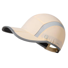 GADIEMKENSD UPF50and Quick Dry Sports Hat Lightweight Breathable Reflective Outdoor Running Cap (Folding Series, Pale Apricot)