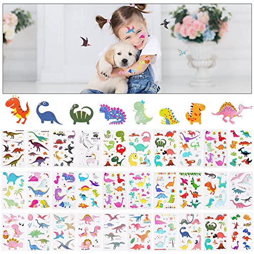 AOOWU Temporary Tattoo for Kids, 30 Sheets Kid Temporary Tattoos Sticker, Waterproof Fake Tattoo Set, Childrens Cartoon Dinosaur Tattoo Stickers for Boys Girls Dinosaur Theme Birthday Party Bag Filler