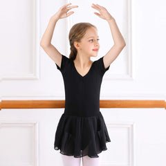 Bezioner Girls Ballet Dress Kids Gymnastics Dance Leotard Costume Dancewear With Skirt Black 150