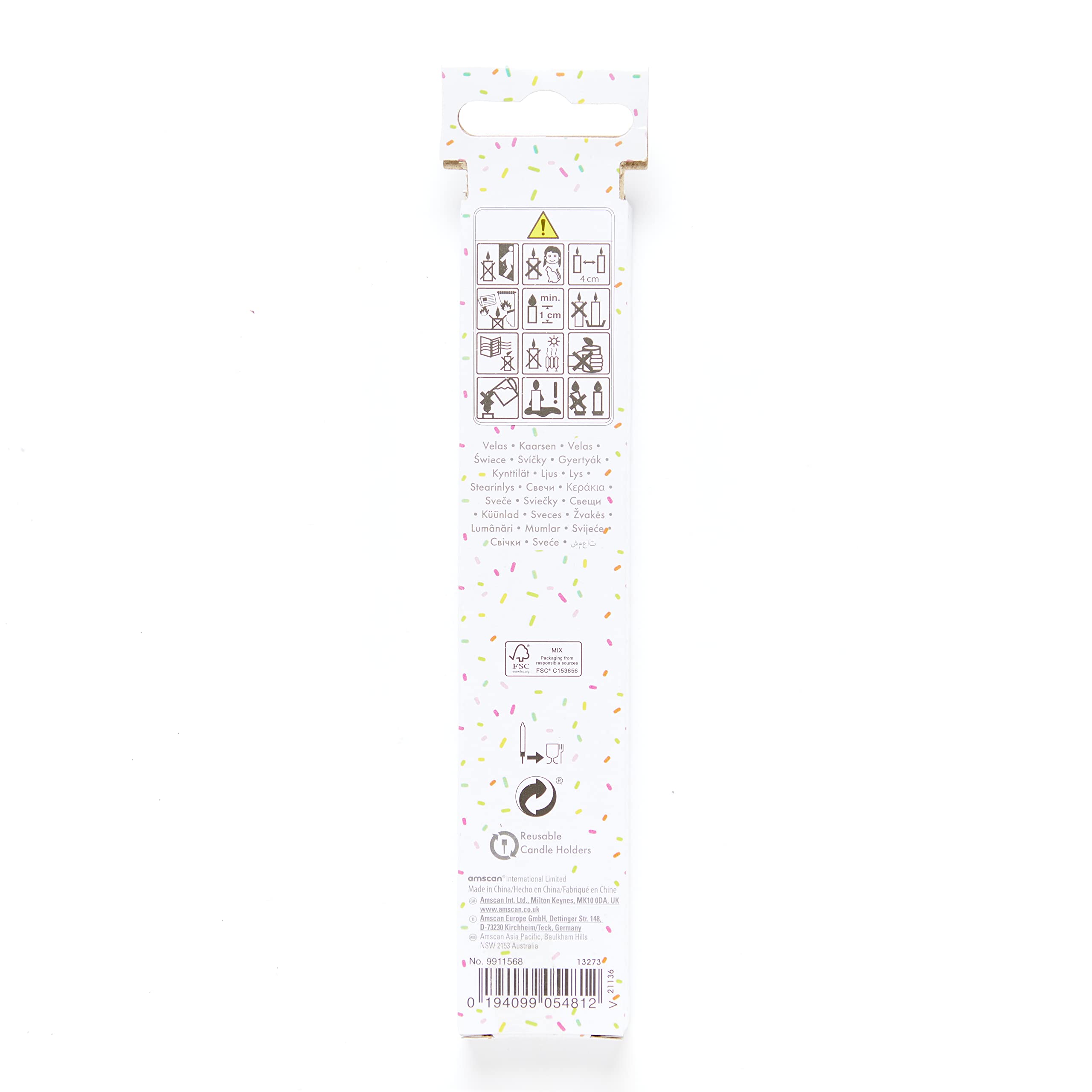 Amscan 9911569 - Silver Tall Skinny Cake Candles - 10 Pack
