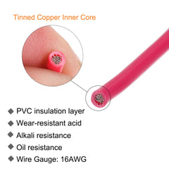 sourcing map 16AWG Wire 16 Gauge Stranded Wire PVC Hookup Wire, Electrical Wire UL1007 Tinned Copper Wire 7.5m/25ft Red for Internal Connecting Wire