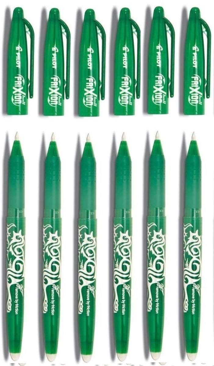 Pilot Green Frixion Rollerball Erasable Pens Pen 0.7mm Nib Tip 0.35mm Line BL-FR7 (Pack Of 6)