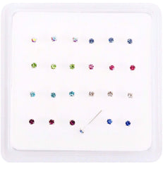 Pack of 24/8 Colour 925 Sterling Silver Claw Set Nose Studs