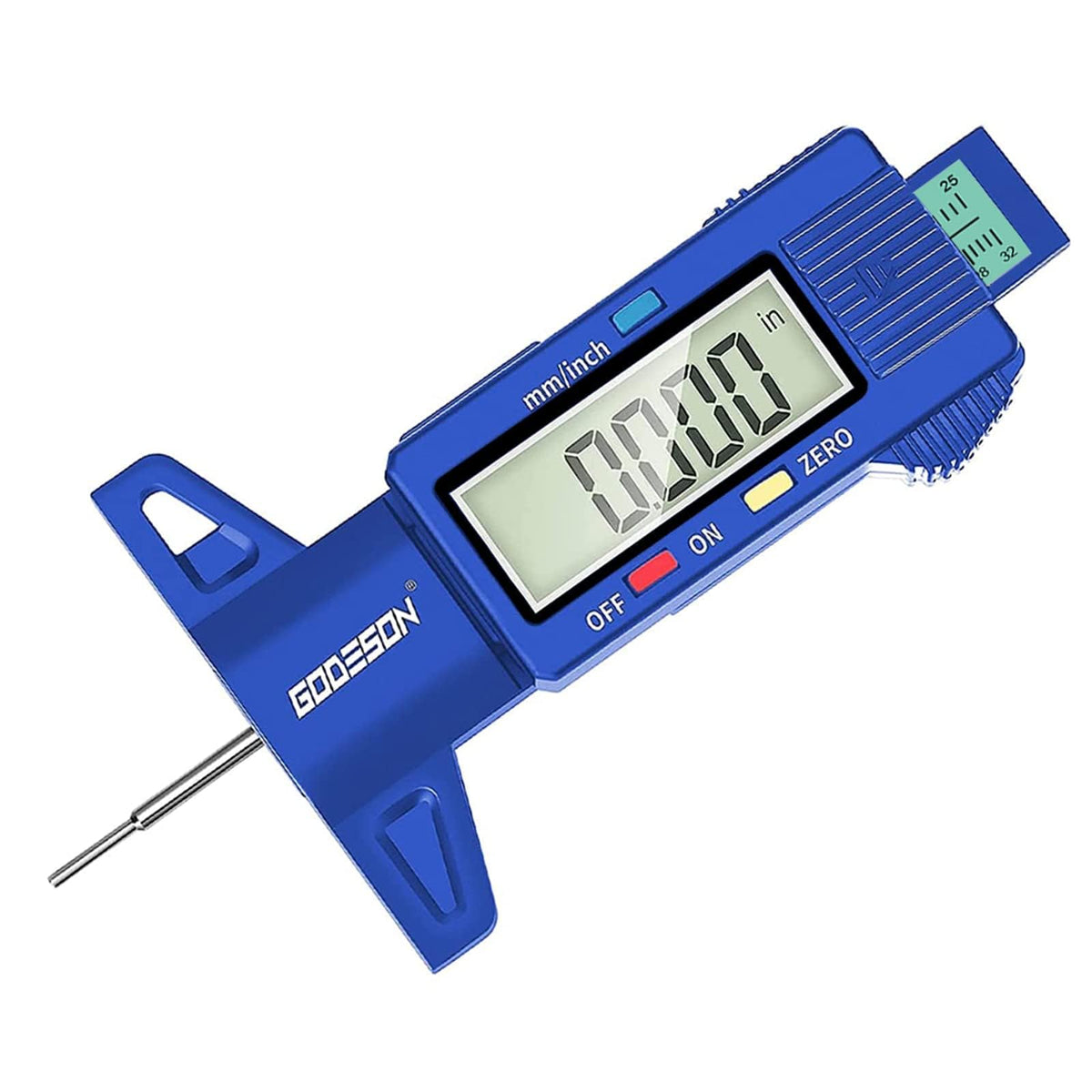 GODESON Blue Digital Tyre Tread Depth Gauge UK,0-25.4 Mm Inch Tyre Guage Digital with Large LCD Display and Blue Tyre Depth Gauge Measuring tool for Cars,Trucks,Moto