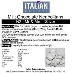 Italian Options Silver Mr & Mrs Wedding Chocolate Neapolitans (25 Chocolates)