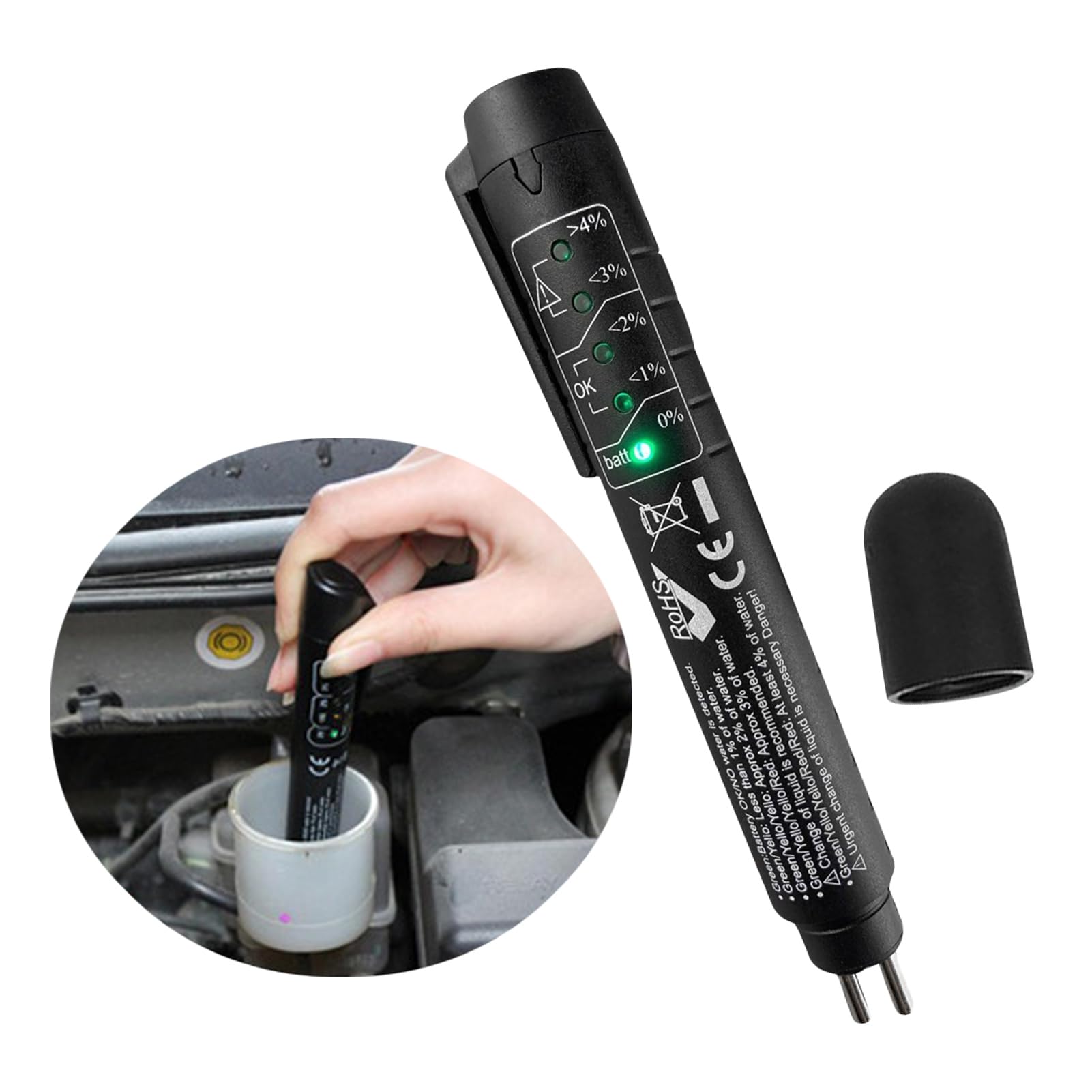 Violotoris Car Brake Fluid Tester, Portable Precision Brake Oil Quality Control Digital Test Pen, Digital Brake Fluid Tester Oil Quality Check Pen