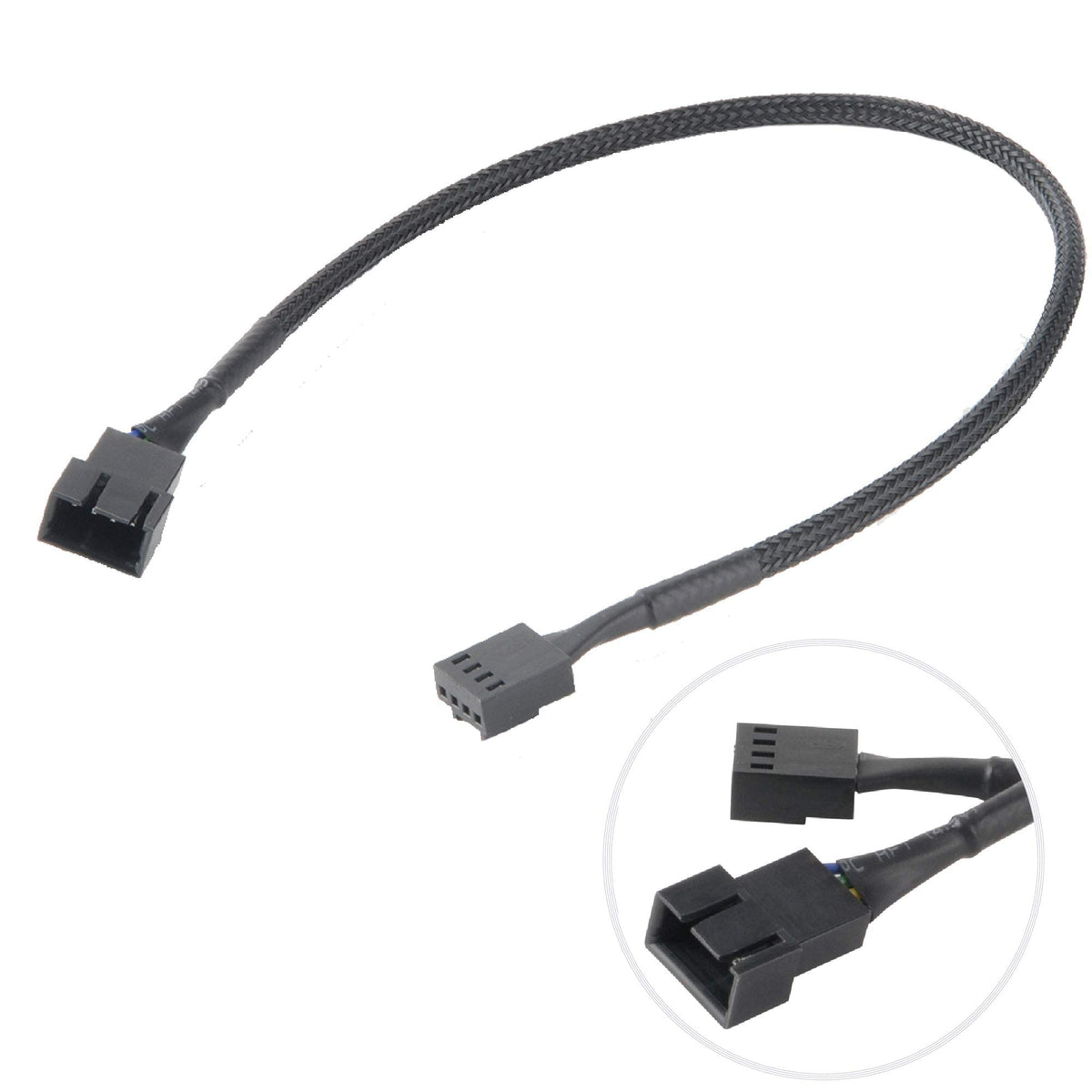 Akasa PWM Fan Extension Cable   4-pin Male to Female Connectors   Compatible with PWM and 3-pin Fan   For Computer Cooling Fans and PC Case Fans   30cm   AK-CBFA01-30