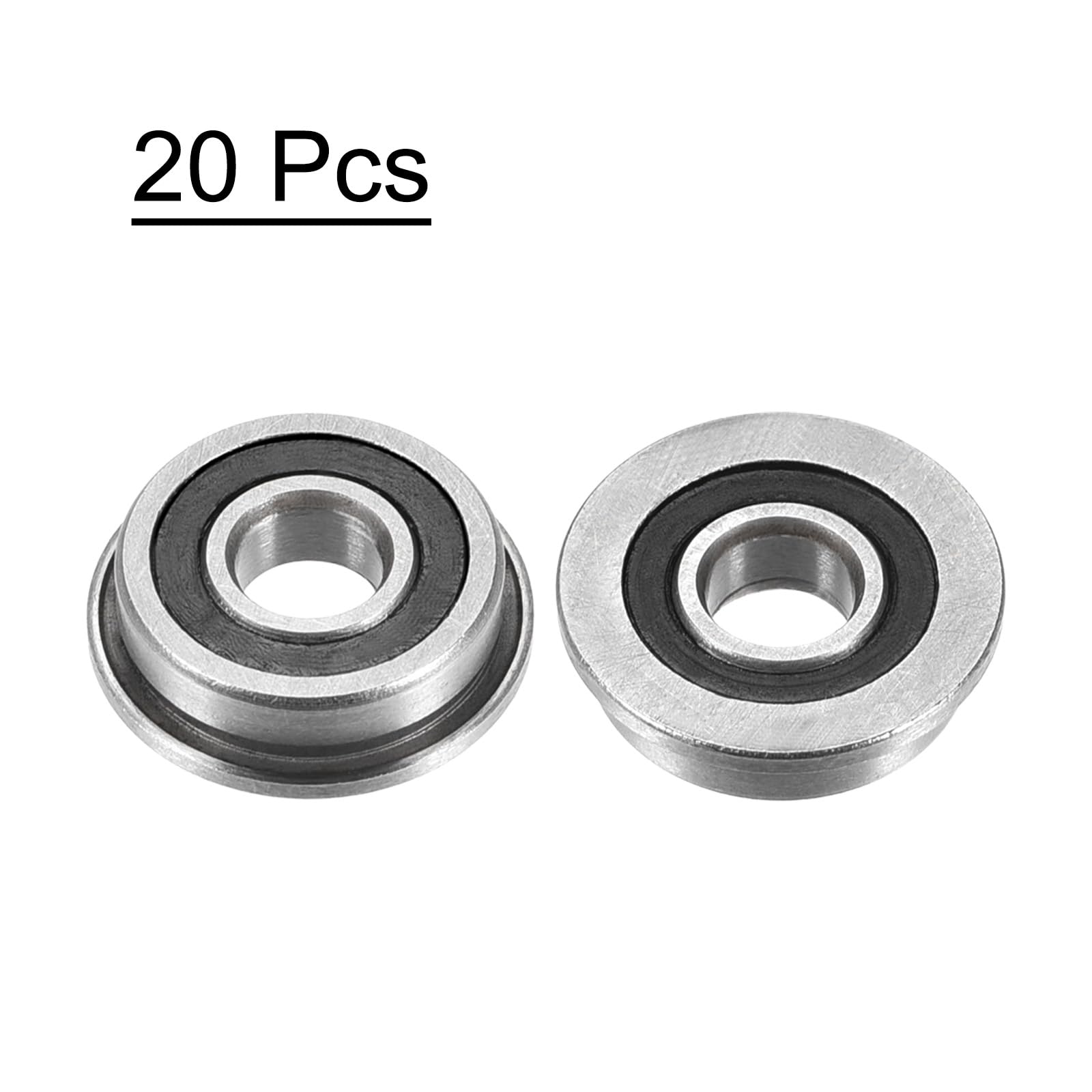 uxcell F695-2RS Flanged Ball Bearing 5x13x4mm Double Sealed Chrome Steel Flange Bearings, 20pcs