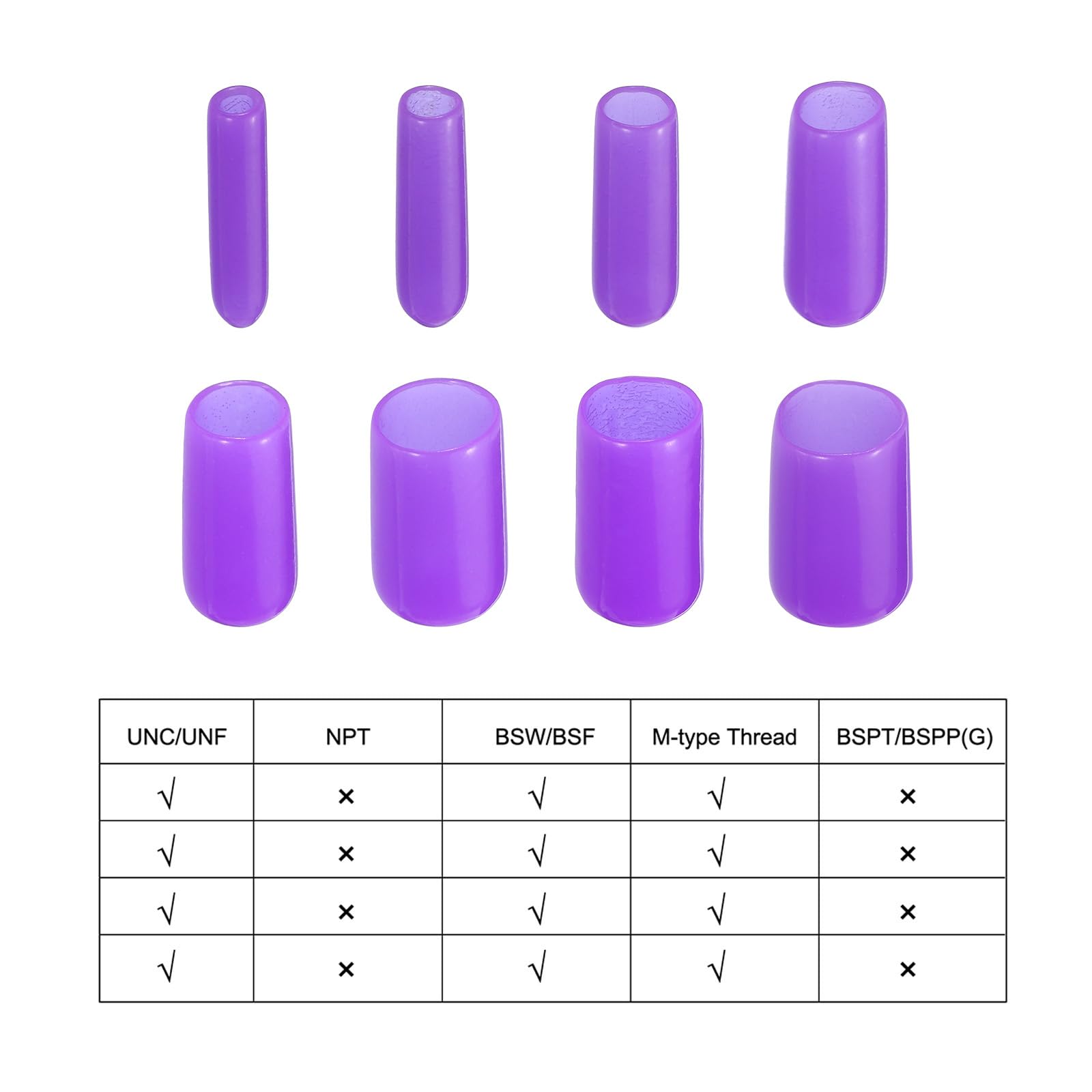 sourcing map 50pcs Rubber End Caps 6mm ID Vinyl Round Tube Bolt Cap Cover Screw Thread Protectors Purple