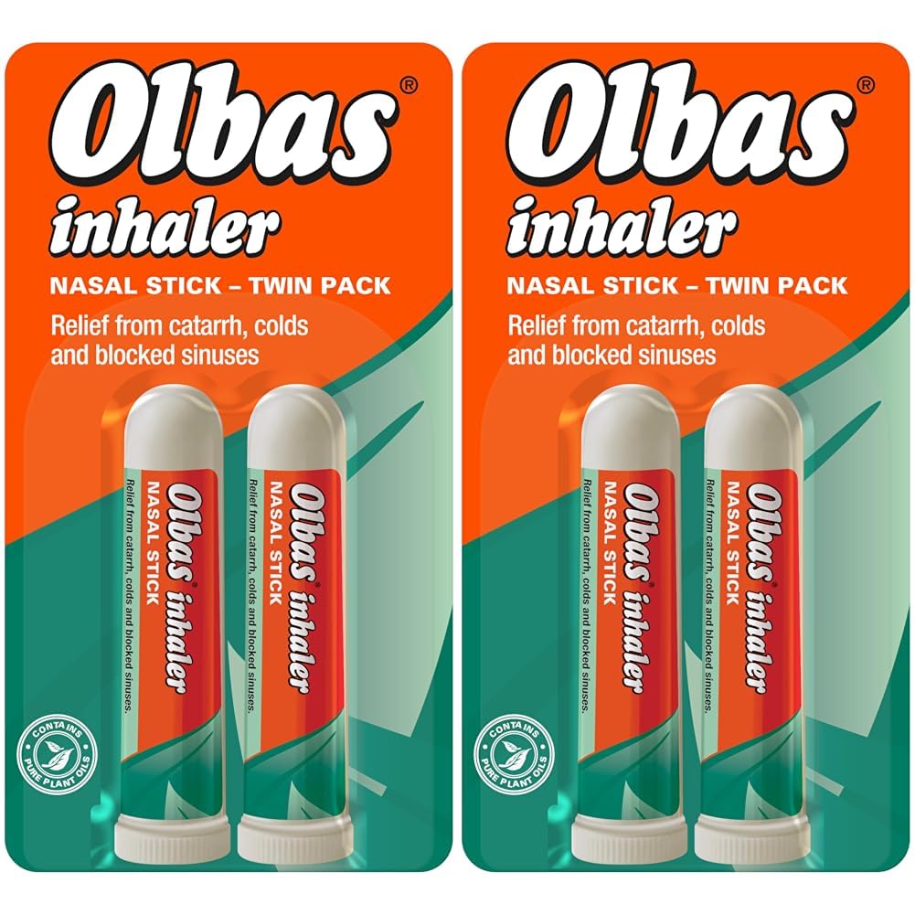 Olbas Nasal Inhaler Pack of 4 - Nasal Stick - Relief from Catarrh, colds and Blocked Sinuses