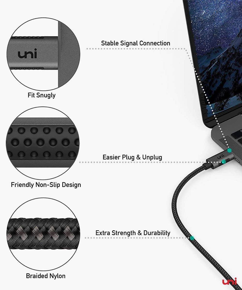 uni USB C to DisplayPort Cable (4K@60Hz, 2K@144Hz, 2K@165Hz), 1m/3ft Thunderbolt 3 to DisplayPort Cable, Compatible for MacBook Pro, MacBook Air, iPad Pro, XPS15, Surface Book