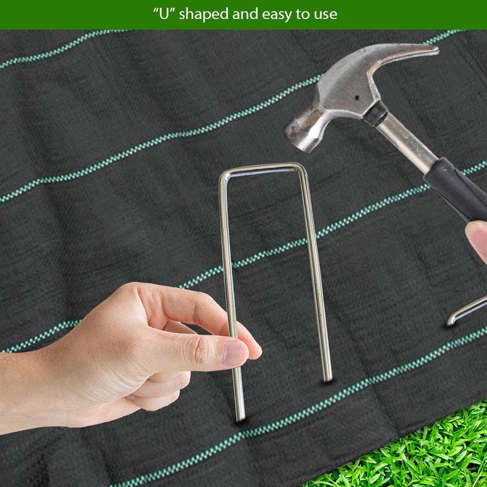 ANSIO Garden Pegs Stakes Staples Securing Lawn U Shaped Nail Pins Ideal for Weed Control Membrane/Fabric/Artifical Grass/Matting/Netting Galvanised Ground Pegs 150mm/6 Inch (20 Pack-6 inches)