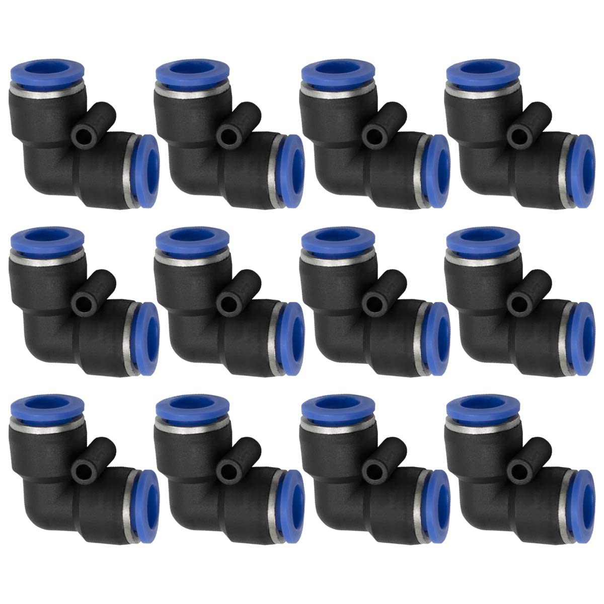 Bwintech 12 Pcs 6mm 90 Degree Elbow Push in Connect Pneumatic Fitting,2 Way Plastic Quick Release PV Air Line Adapter