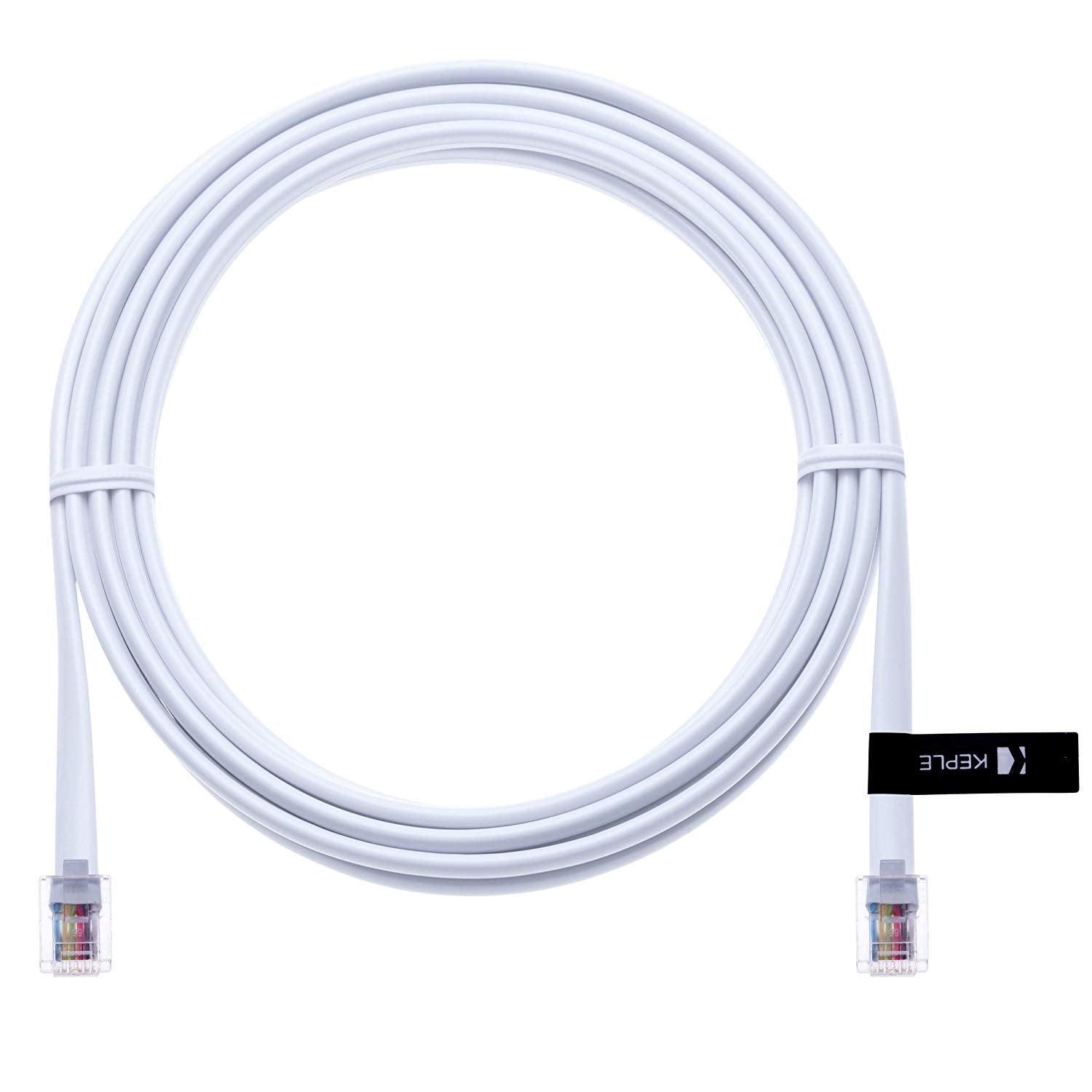 RJ12 to RJ12 Cable 0.5m 6P6C Flat Extension Lead Phone Cord Telephone Plug Connector Male to Male Router/Modem to Phone Landline Socket Switchboard Lead Data Plug Wire RJ-12 to RJ-12 (White)