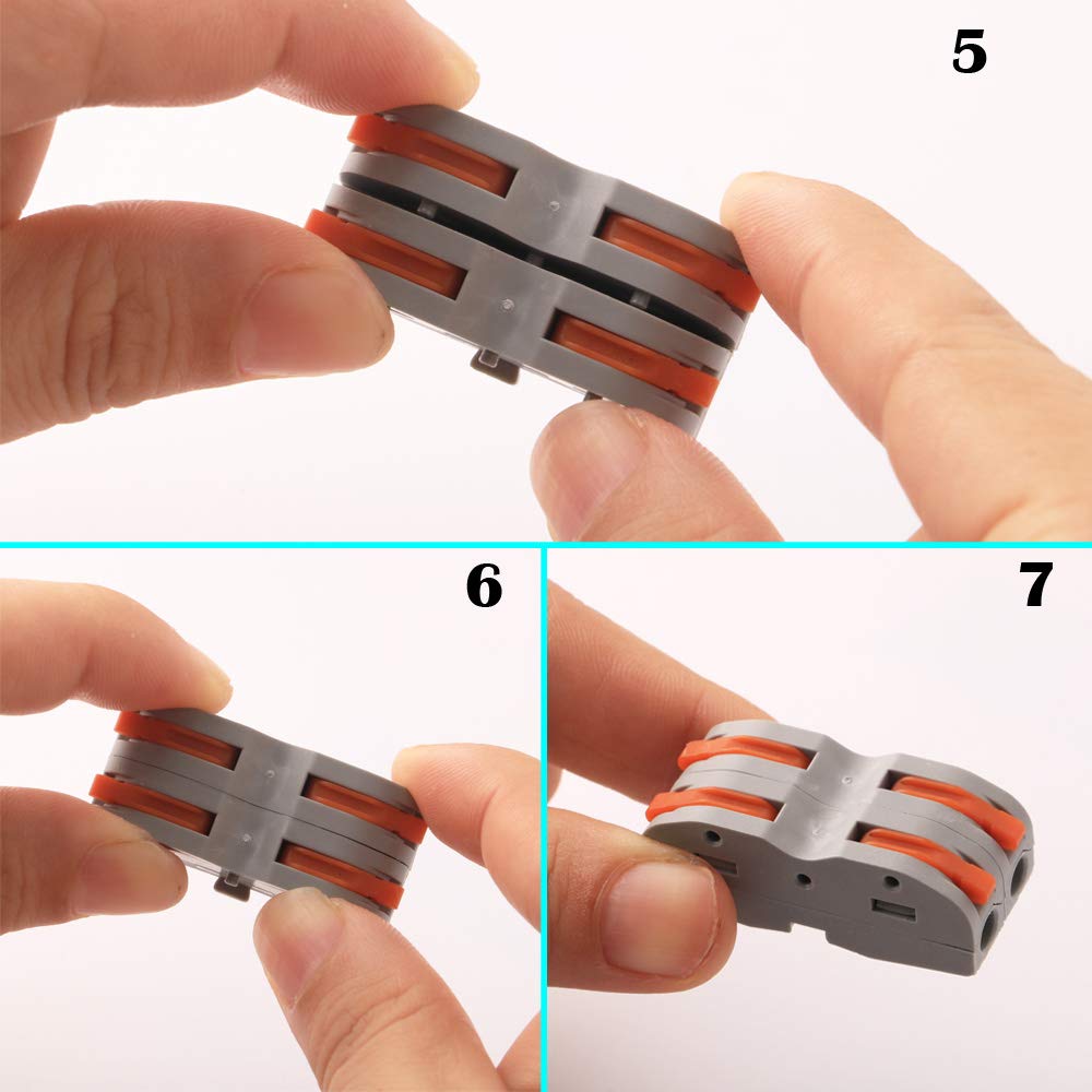 CESFONJER Lever Nut Connector, Assortment Conductors Compact Wire Connectors, SPL-1 one-to-one Quick Terminal Block Splicing Type Multi-Function Soft and Hard Wire Universal (24 Pack)