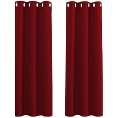 PONY DANCE Solid Window Curtains - Top Eyelet Light Blocking Room Darkening Curtain Panels for Home Decorative Window Treatment for Living Room, 42 inch by 63 inch, 2 Pieces, Red