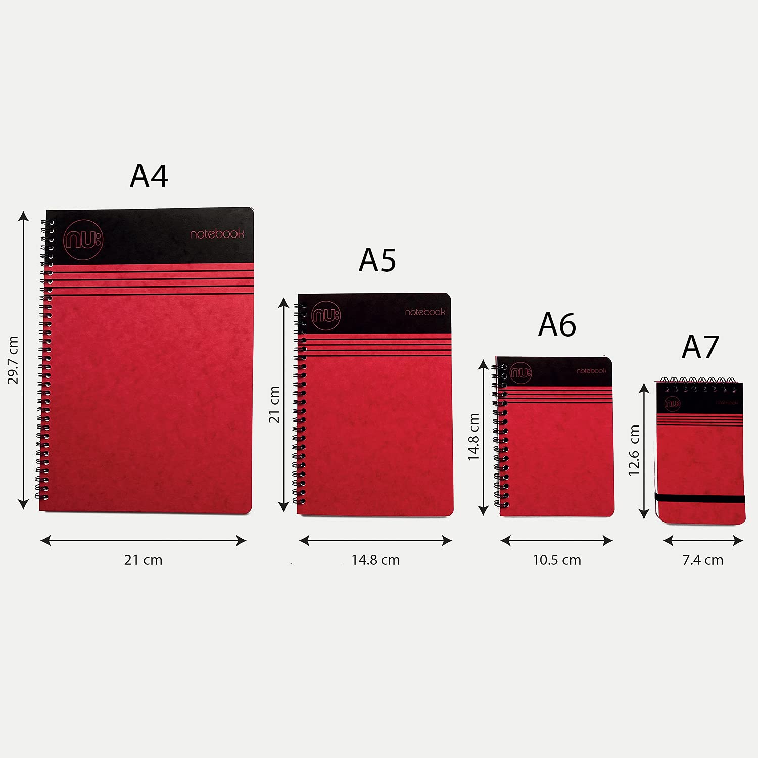 NU:,NU003358-FSC-RD Notebooks - Craze Cloud Range - A6 Red Notebook - Wirebound Notebook - Stationery Notebooks - Ruled Notepad - 110 Pages