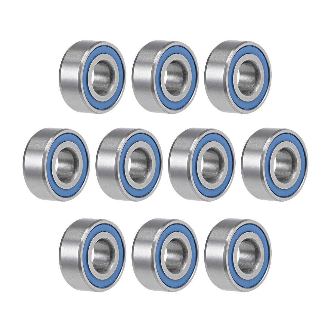 sourcing map MR104-2RS Deep Groove Ball Bearings 4mm Inner Dia 10mm OD 4mm Bore Double Sealed Chrome Steel Blue Seal Z2 10pcs