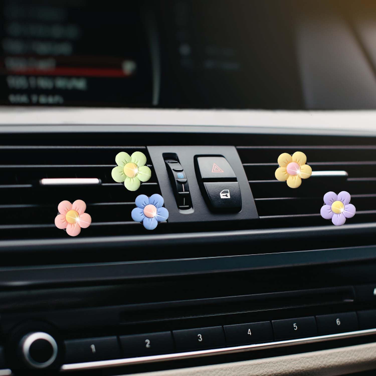 8 PCS Car Air Vent Clips, Flower Car Decorations Air Vent Clip Cute Charm Automotive Decoration Air Vent Different Color Accessories Automotive Ornaments Set Home Decor