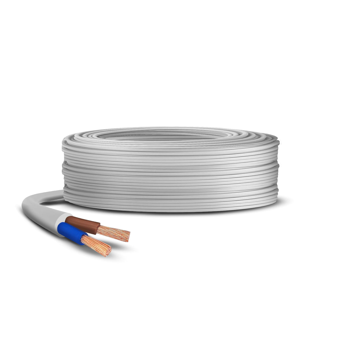 Primes DIY 2 Core Round White Flex Flexible Cable, stranded electrical copper wire, Insulated Flexible PVC Wire, Stranded Wire High Temperature Resistance, 3182Y BASEC Approved 0.75mm(1 Meter)