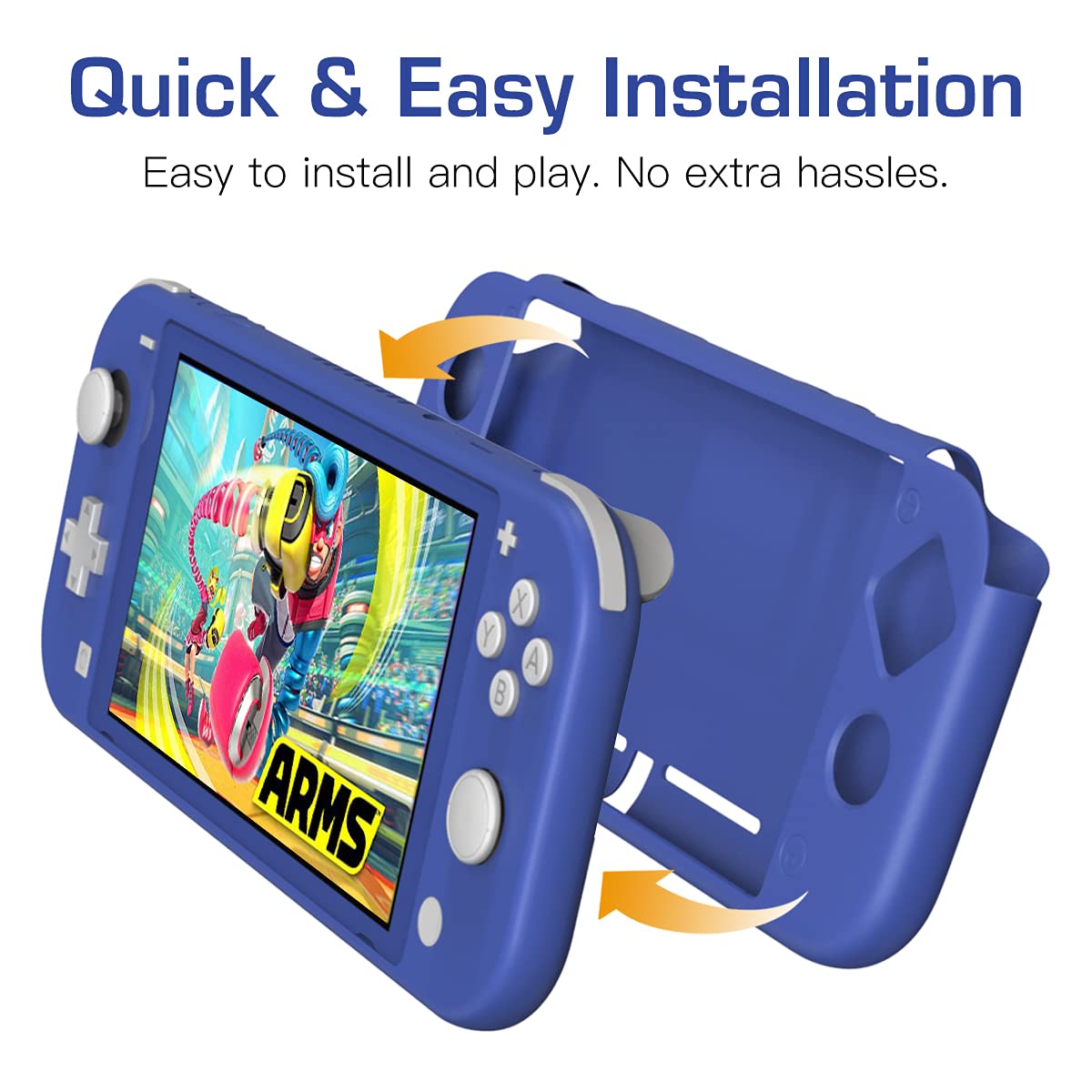 MoKo Case Compatible with Switch Lite, Silicone Protective Rubber Cover, Shock-Absorption Anti-Scratch Non-Slip Case Compatible with Switch Lite Console - Blue