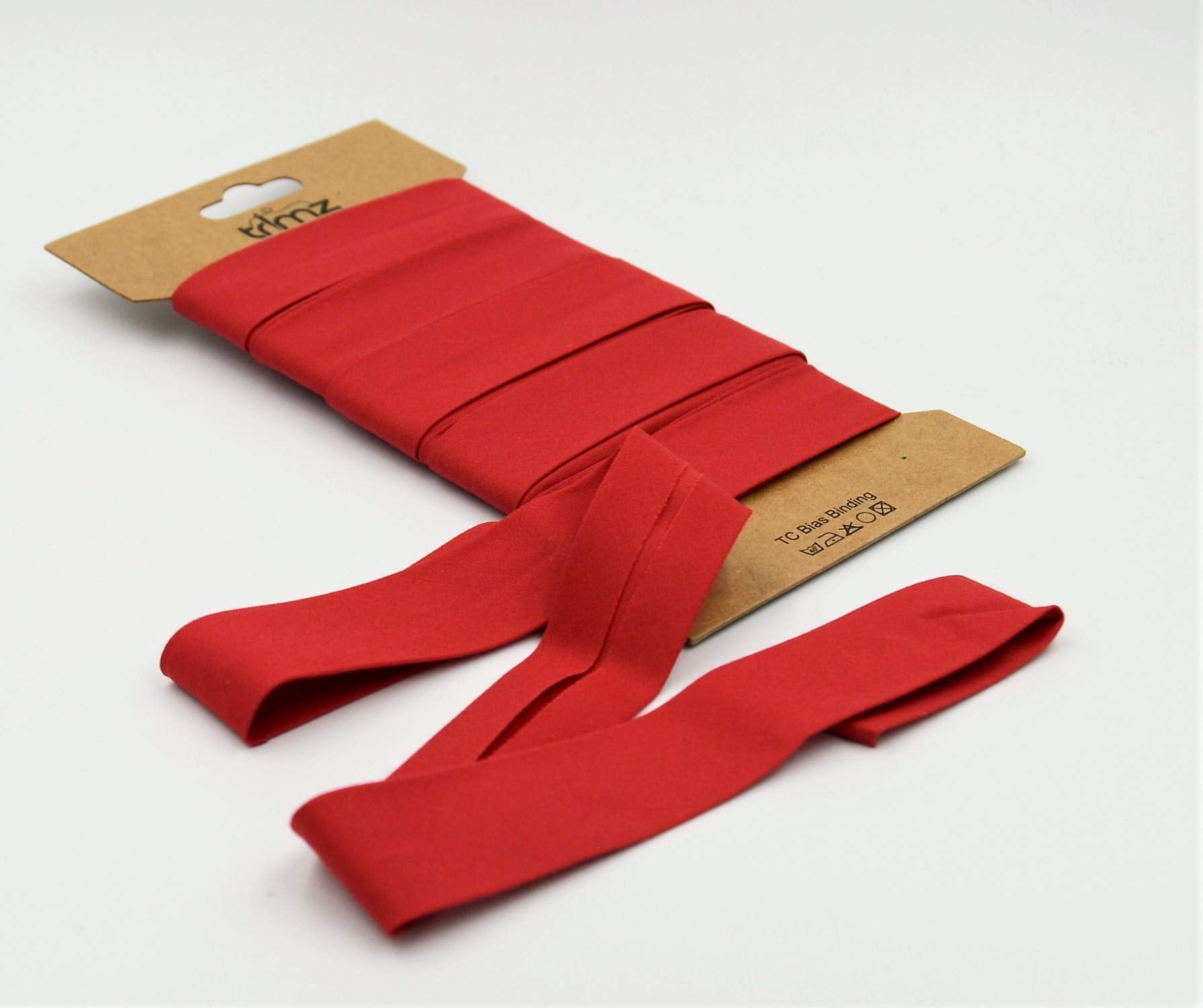 Trimz Poly Cotton Bias Binding, Red, 25mm x 5m