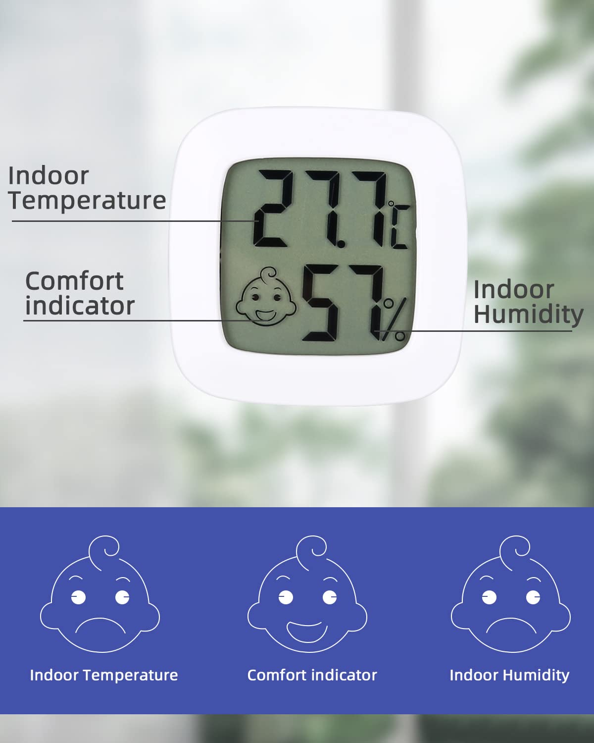 Indoor Thermometer Pack of 5 Humidity Meter Thermometer, Humidity Meter Monitor with Temperature Meter Sensor, Mini Digital Temperature Meter Humidity Meter for Greenhouse Home Office