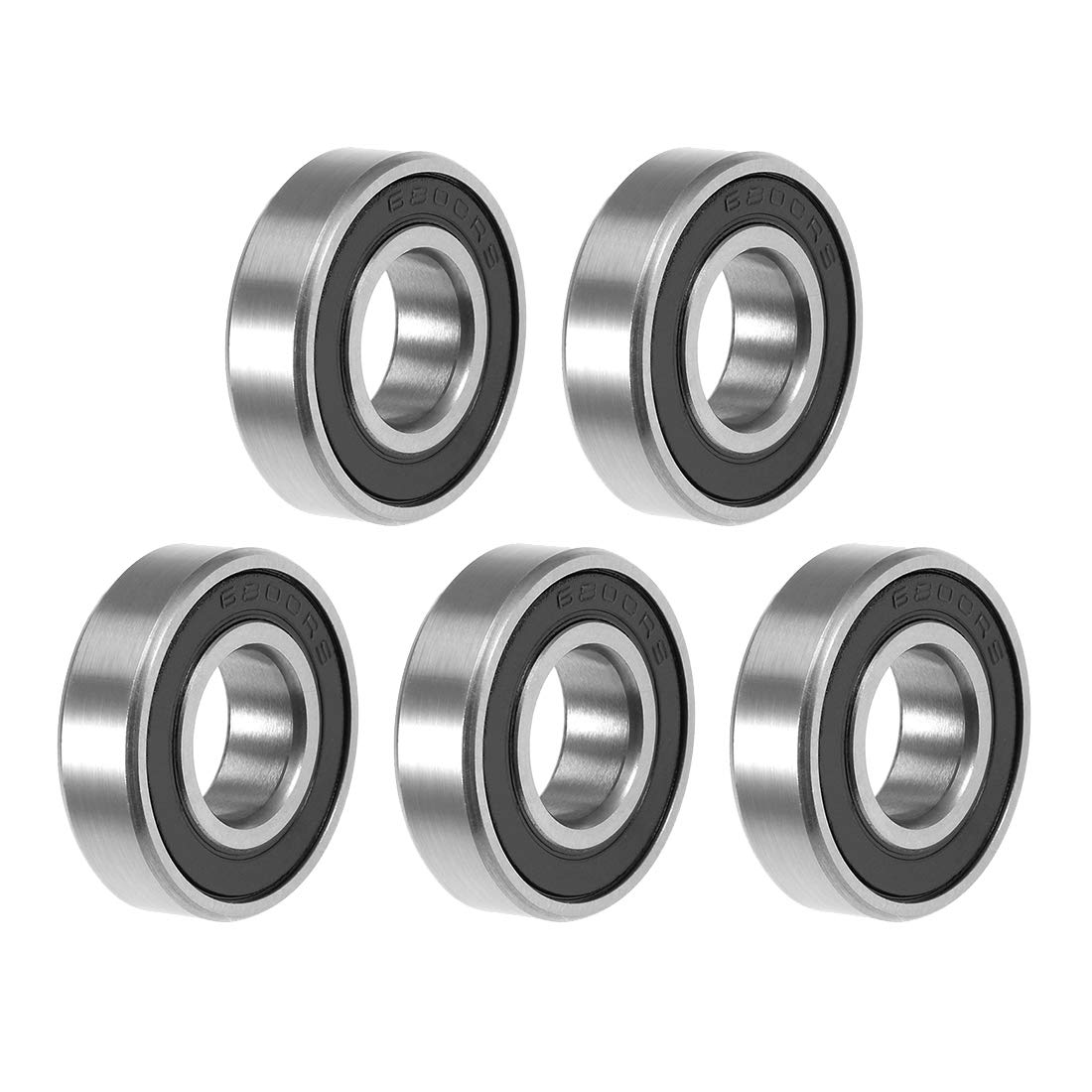 sourcing map 6800-2RS Deep Groove Ball Bearing 10x19x5mm Double Sealed ABEC-3 Bearings 5-Pack