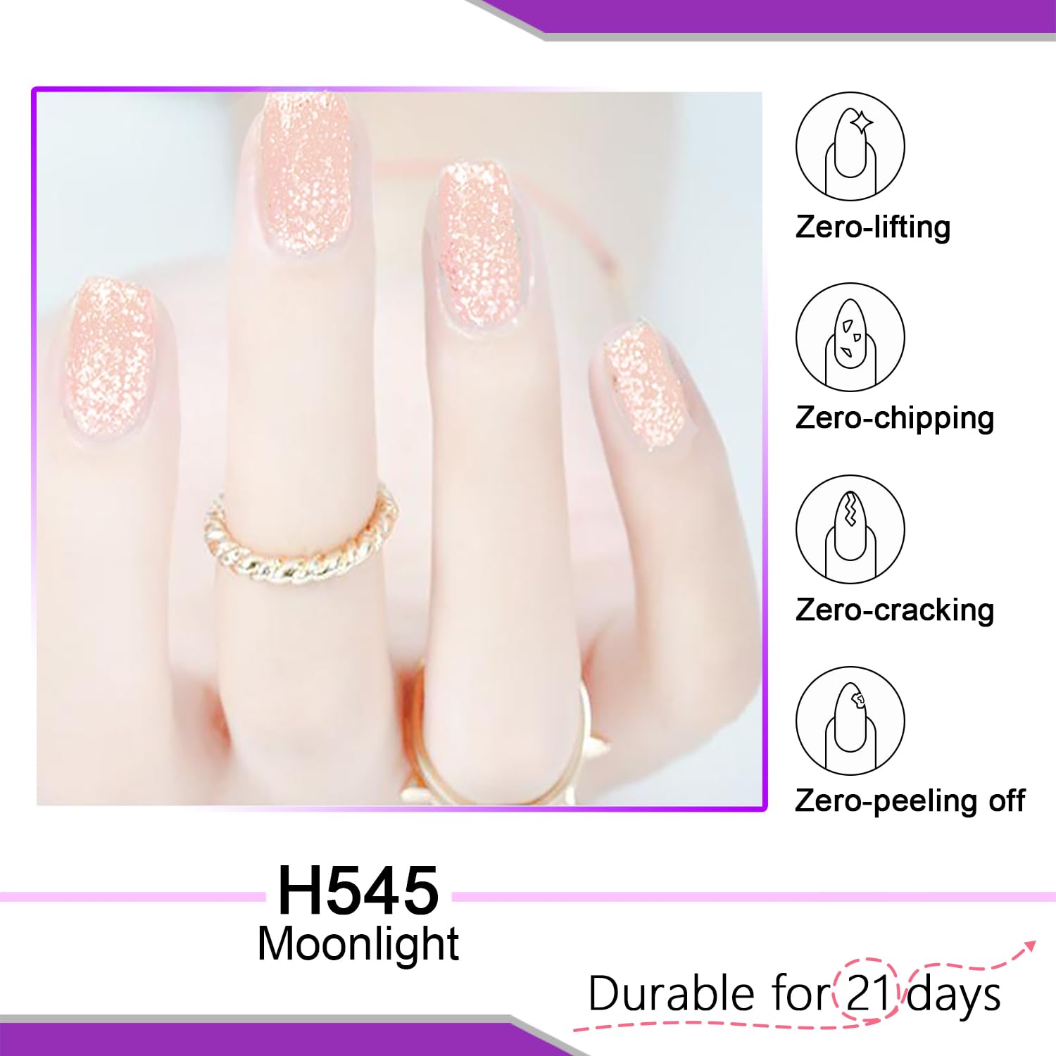 Lavender Violets 12ml Gel Nail Polish Pure White Glittery UV LED Soak Off Nail Lamp Curing Manicure Pedicure Larger Content Salon Quality Moonlight H545