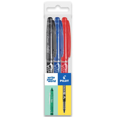 Pilot Frixion Heat/Friction Erasable Rollerball Pen FR7 - Medium Line 0.7mm Tip Nib - Wallet Pack of 3 (Black/Blue/Red)