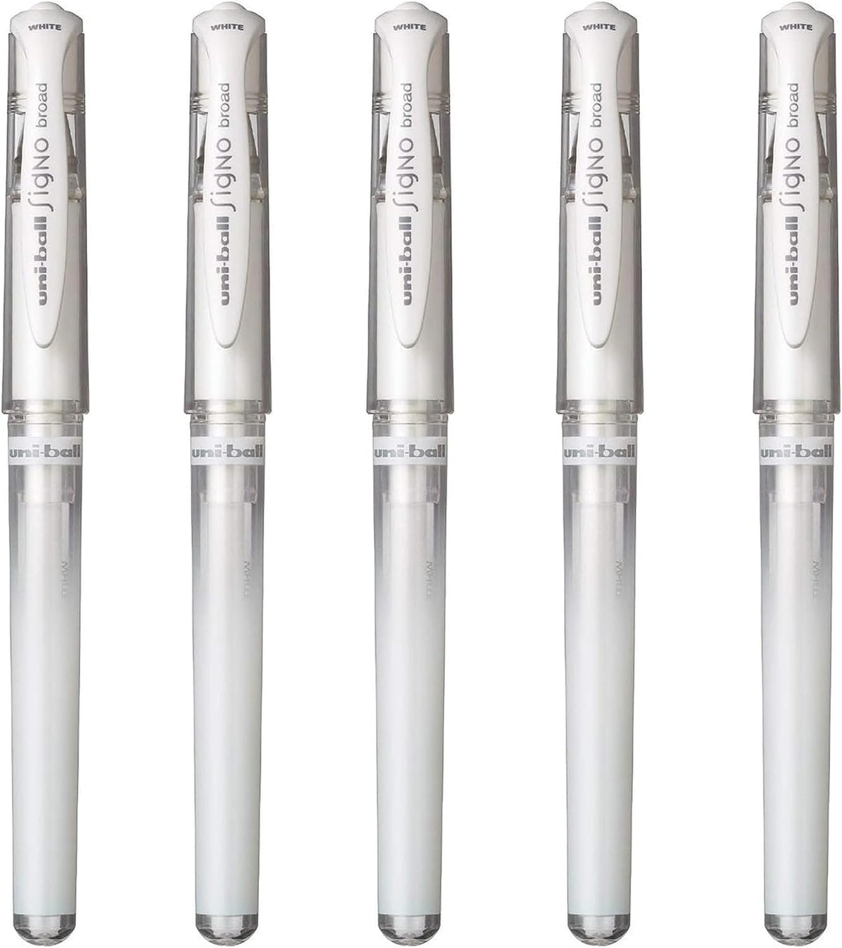 Uni-Ball Signo Broad Point Gel Impact Pen White Ink-1.0mm Set of 5