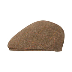 WALKER AND HAWKES - Green Sage Premium Derby Tweed Teflon Lining Cambridge Flat Cap Unisex - Brown Tweed - L (59cm)