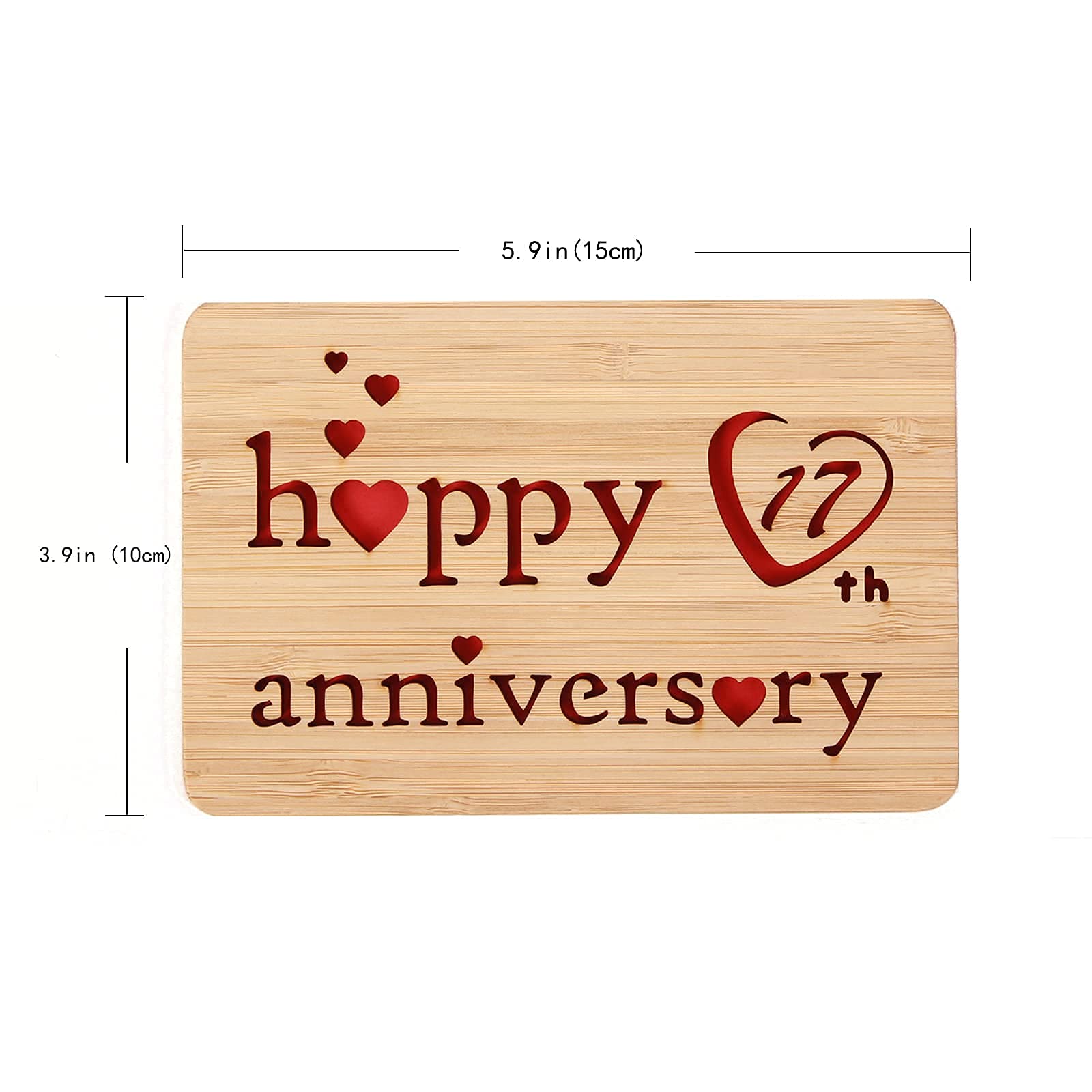 17th Happy Anniversary Cards, Handmade I Love You Greeting Card with Real Bamboo Wood,17 Years Valentines Day Gifts for Him or Her,17th Wedding Anniversary Card for Husband,Wife,Couple