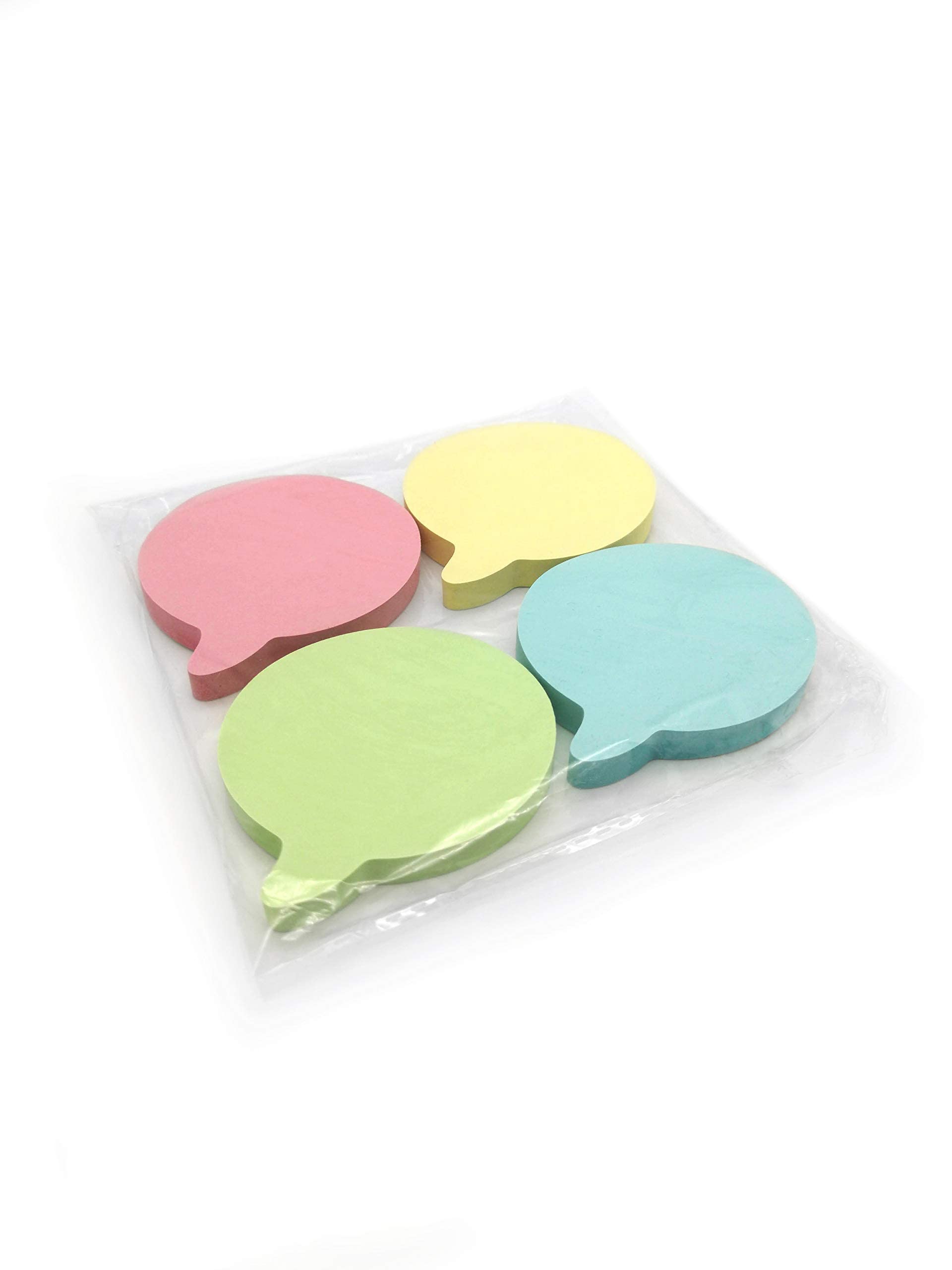 400 Speech Bubble Shaped Sticky Notes - Pastel Colours (76x76mm) - Colourful Removable Memo Pads in Blue, Pink, Green, Yellow   Set of 4 Pads (100 Sheets Each)   Office, Home & School Use - 4 Packs