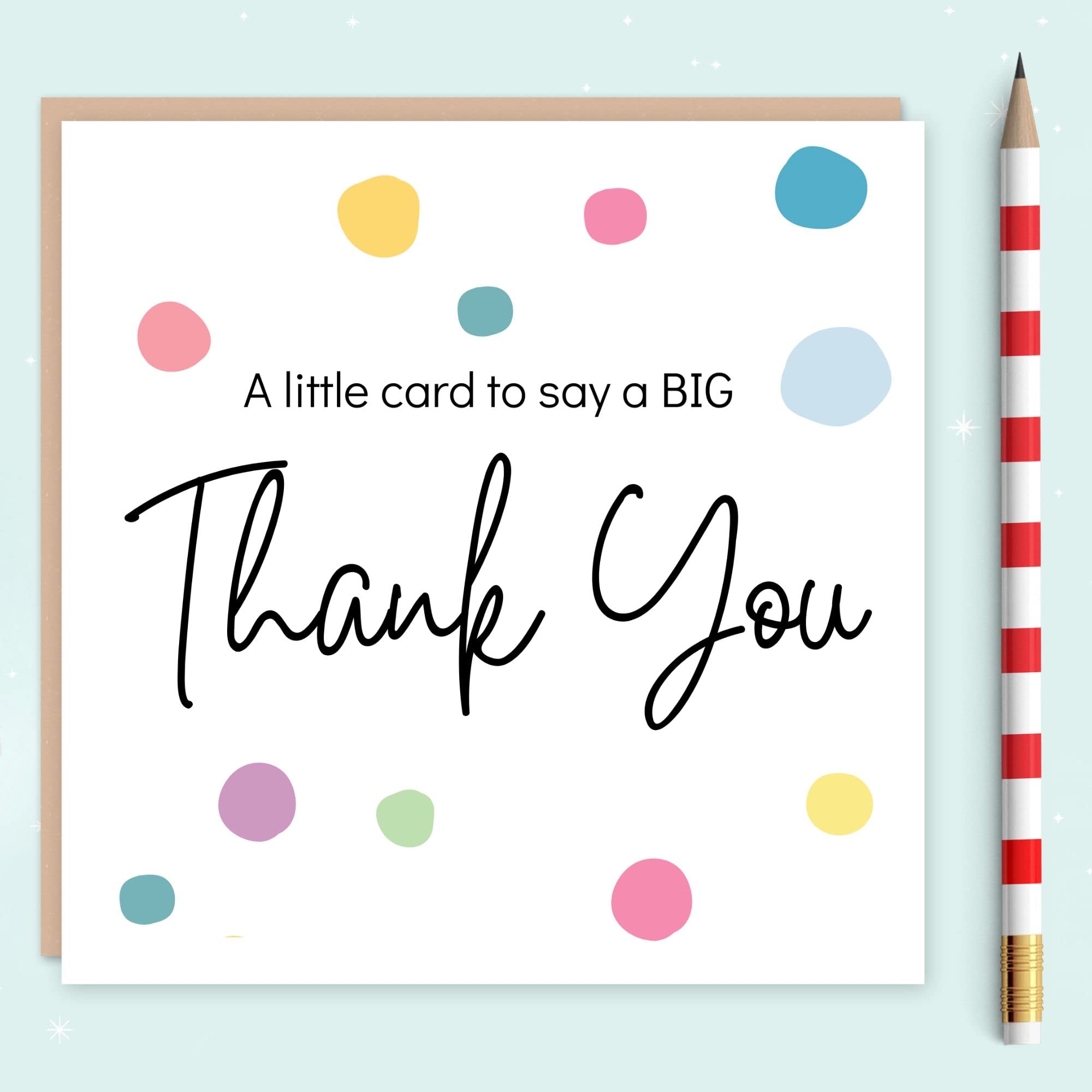 Thank You Card - with Envelope - Wedding Teacher Teaching Assistant Nurses Doctors Small Business Kids Friend Single Large - Thank You Gifts for Women - 14cm (Single)