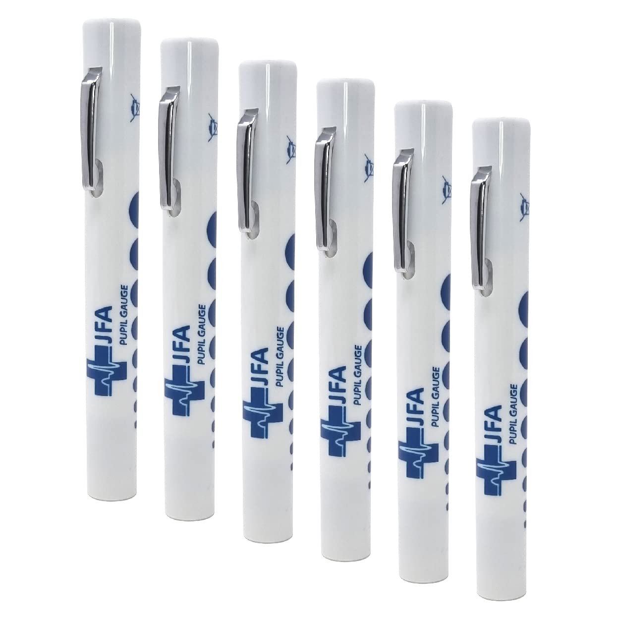 JFA Medical Disposable Pen Torch Light with Pupil Gauge, Pack of 6