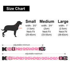 Suredoo Adjustable Dog Collar with Patterns, Ultra Comfy Soft Nylon Breathable Pet Collar for Small Medium Large Dogs (L, Pink Daisy)