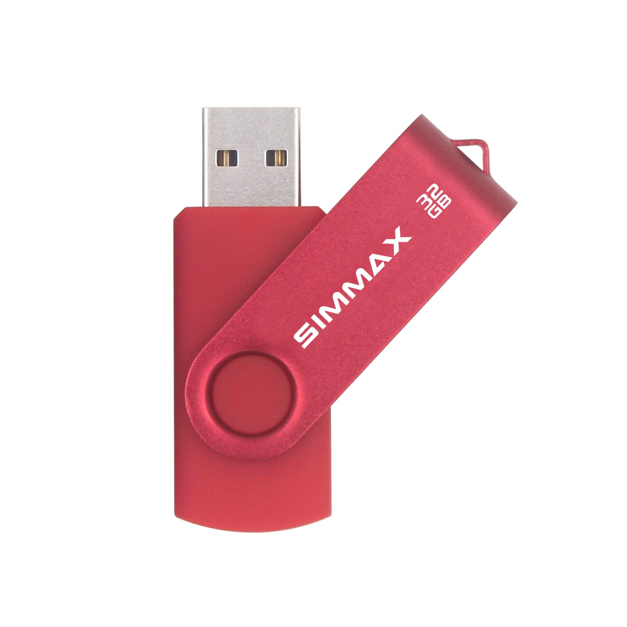 SIMMAX 32GB USB Flash Drives 2 Pack 32GB Memory Stick Swivel Design Thumb Drive USB Stick (32GB Black Red)