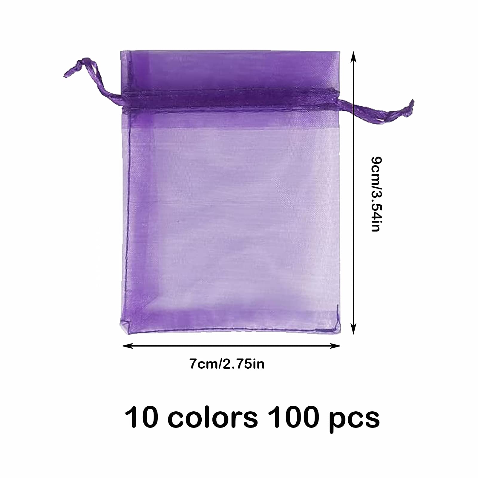 dogmoon Organza Bags, 100Pcs 7x9cm Color Organza Gift Bags, Mesh Drawstring Pouches, Organza Candy Bag for Wedding Party Festivals Jewellery Jewelry bag