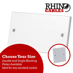 rhinocables Electrical Blanking Plate 2 (Two) Gang - White Gloss Plastic Finish (1, Double)