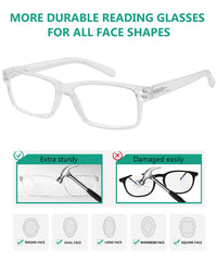 Eyekepper Mens Vintage Reading Glasses-5 Pack Clear Frame Glasses for Men Reading, Reader Eyeglasses Women