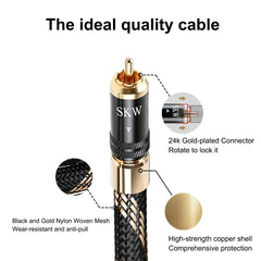 SKW Audiophiles Lock RCA Cable 2RCA Male to 2RCA Male HiFi System Interconnect Cable with Diameter 8mm 1.6ft/0.5M