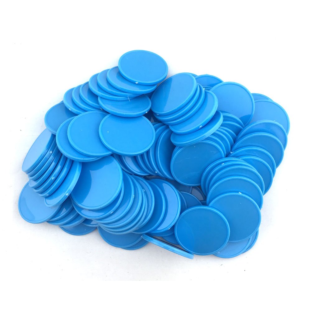 Smartdealspro Set of 100 25MM Opaque Plastic Learning Counters Mini Poker Chips Games Tokens with Storage Box (Sky Blue)