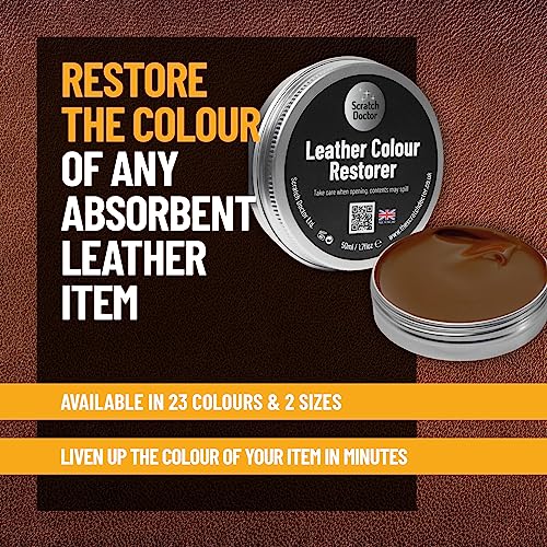 Scratch Doctor Leather Colour Restorer Recolouring Balm Repair Treatment for Faded & Worn Absorbent Leather Furniture, Sofas, Chairs (Black, 50ml)