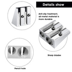 cobee Pencil Sharpener 10pcs Double Hole Aluminum Alloy Pencil Sharpener Handheld Metal Pencil Sharpener Mini Pencil Sharpeners Metal Sharpener for Pencils Adults and Kids Schools Offices Art