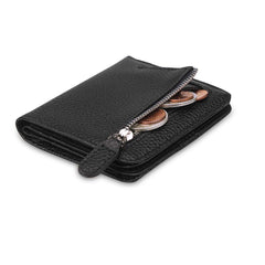 FT FUNTOR Small Wallet for Woman with Card Ladies Bifold Zipper Pocket RFID Blocking Leather Wallet Purse(Black)