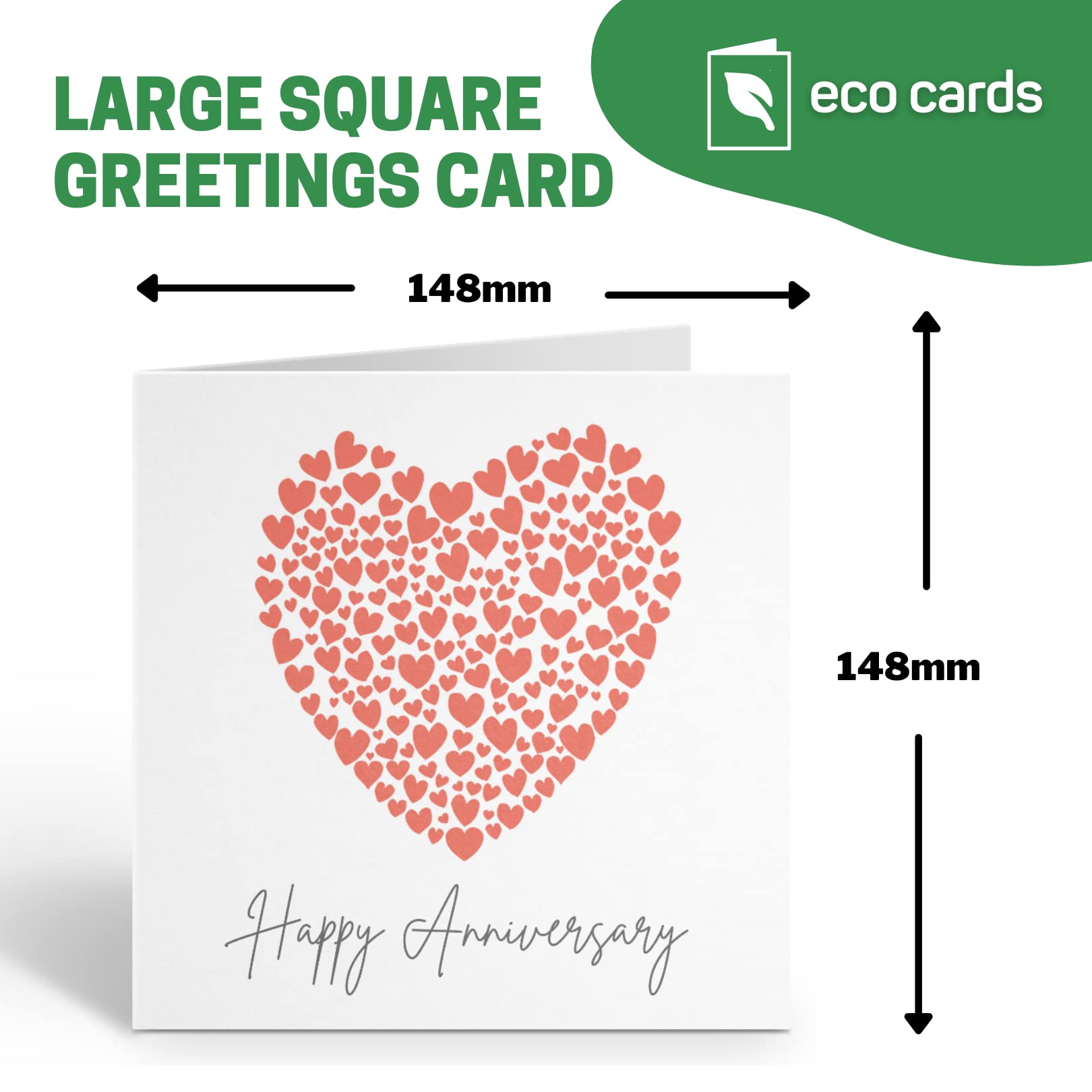 Anniversary Card with Red Love Hearts - Premium Thick Strong Wedding Birthday Cards For Wife Husband Couples Him or Her