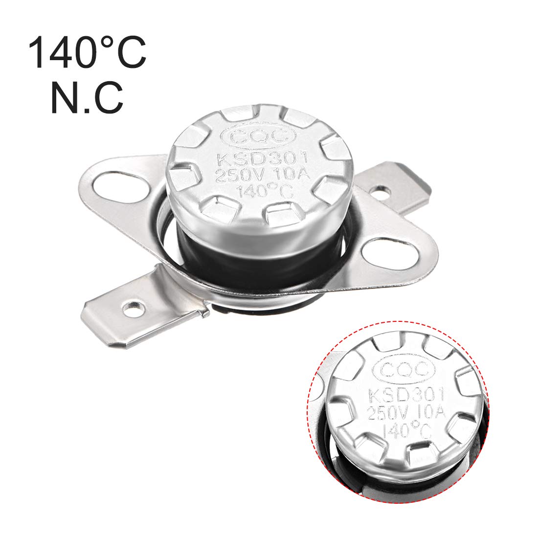 sourcing map KSD301 Thermostat 140°C/284°F 10A Normal Closed N.C Adjust Snap Disc Temperature Switch for Microwave,Oven,Coffee Maker 2pcs